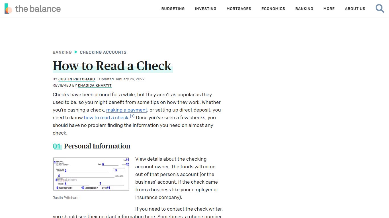 The Different Parts of a Check and How to Read Them